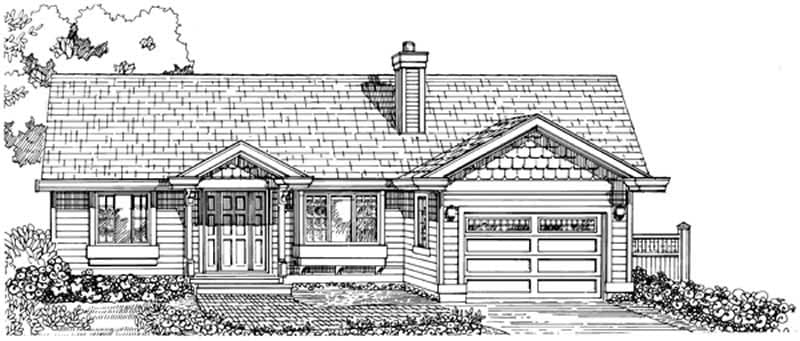 3-Bedroom, 1296 Sq Ft Ranch Home Plan - 167-1451 - Main Exterior