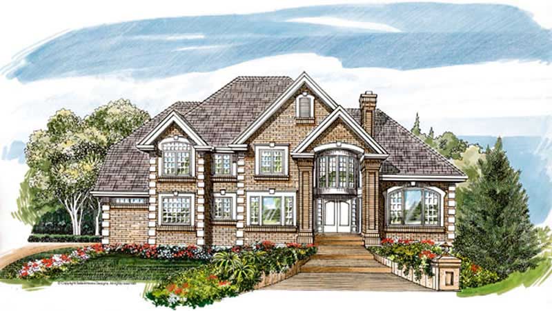 4-Bedroom, 4219 Sq Ft European House Plan - 167-1489 - Front Exterior