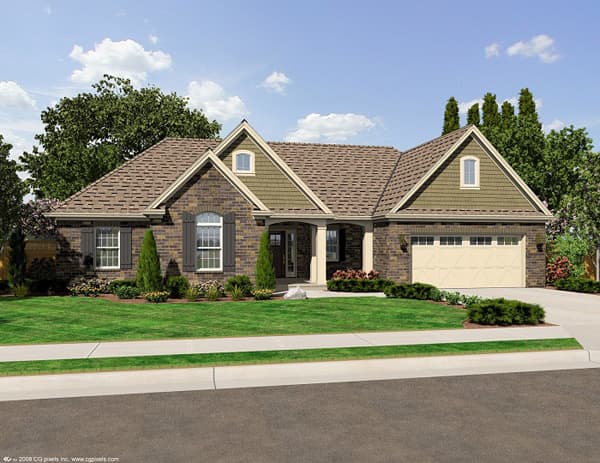 3-Bedroom, 1597 Sq Ft Ranch Home Plan - 169-1025 - Main Exterior