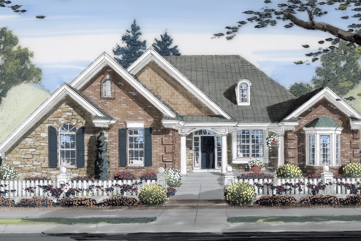 3-Bedroom, 2252 Sq Ft Country House Plan - 169-1026 - Front Exterior