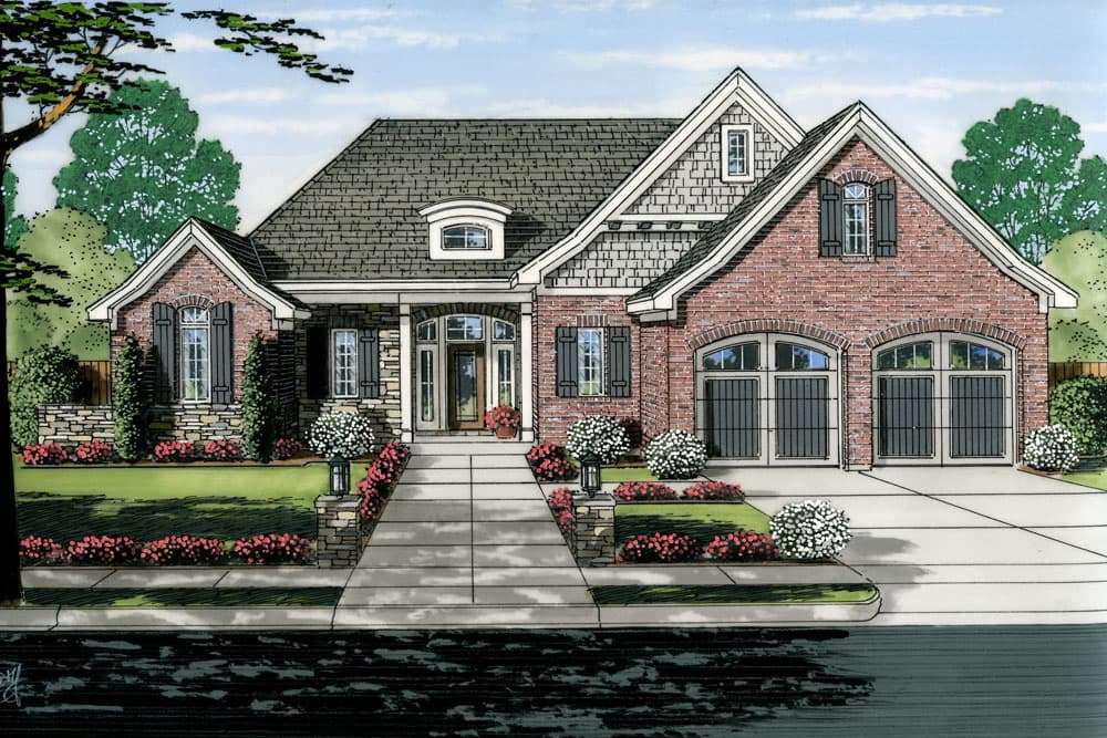 3-Bedroom, 1946 Sq Ft Craftsman House Plan - 169-1031 - Front Exterior