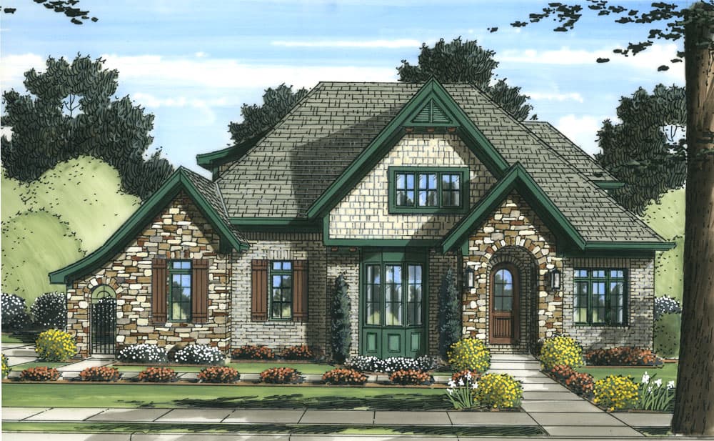 4-Bedroom, 2494 Sq Ft Tudor Home Plan - 169-1057 - Main Exterior