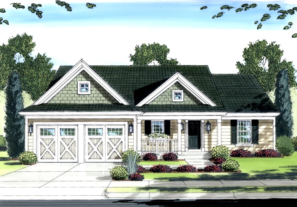3-Bedroom, 1321 Sq Ft Traditional House Plan - 169-1089 - Front Exterior