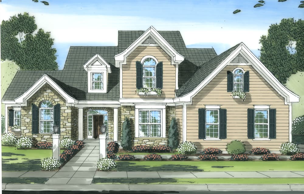 4-Bedroom, 2597 Sq Ft Traditional Home Plan - 169-1096 - Main Exterior