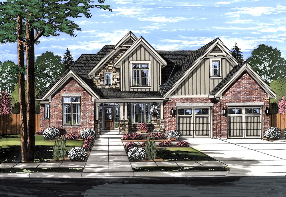 4-Bedroom, 2546 Sq Ft Craftsman House Plan - 169-1133 - Front Exterior
