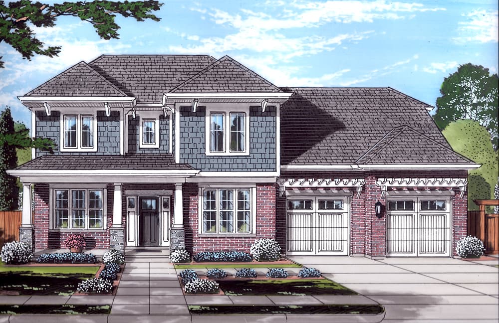 4-Bedroom, 2624 Sq Ft Craftsman Home Plan - 169-1137 - Main Exterior