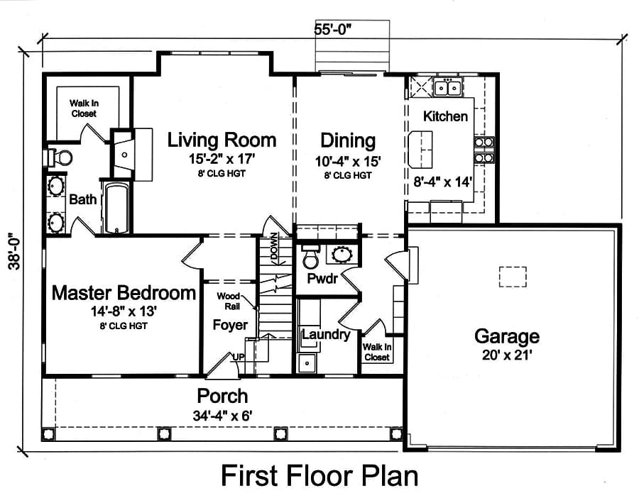 Floor Plan First Story of Cape Cod Plan #169-1146