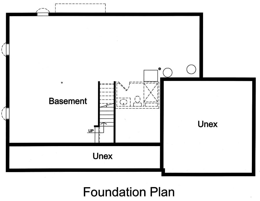 Floor Plan Basement of Cape Cod Plan #169-1146