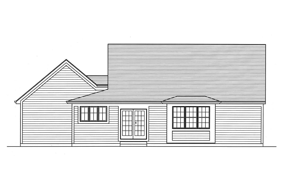Home Plan Rear Elevation of this 3-Bedroom,1664 Sq Ft Plan -169-1146