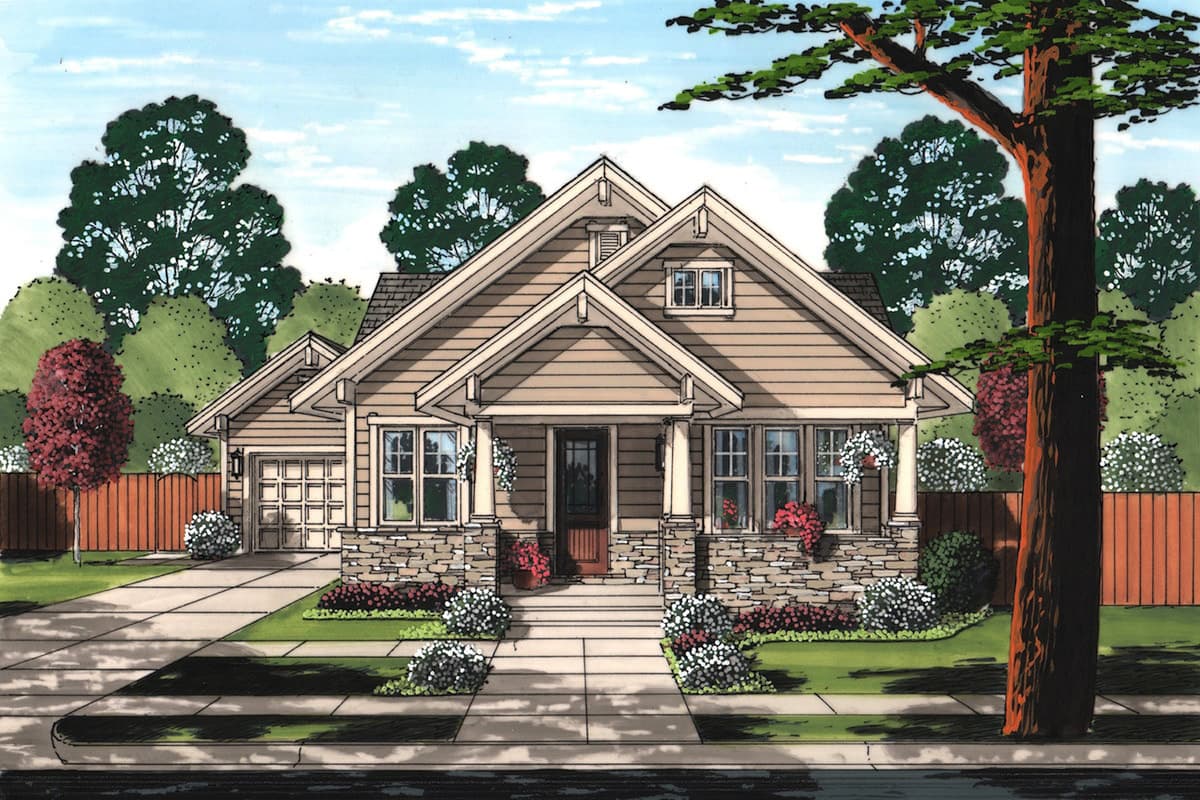 3-Bedroom, 1403 Sq Ft Craftsman Home  -Plan 169-1160 - Main Exterior