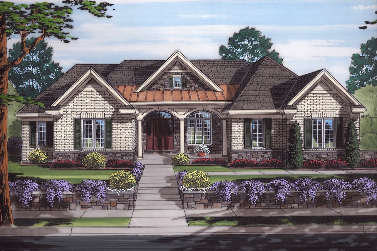 3-Bedroom, 2271 Sq Ft European Home Plan - 169-1161 - Main Exterior