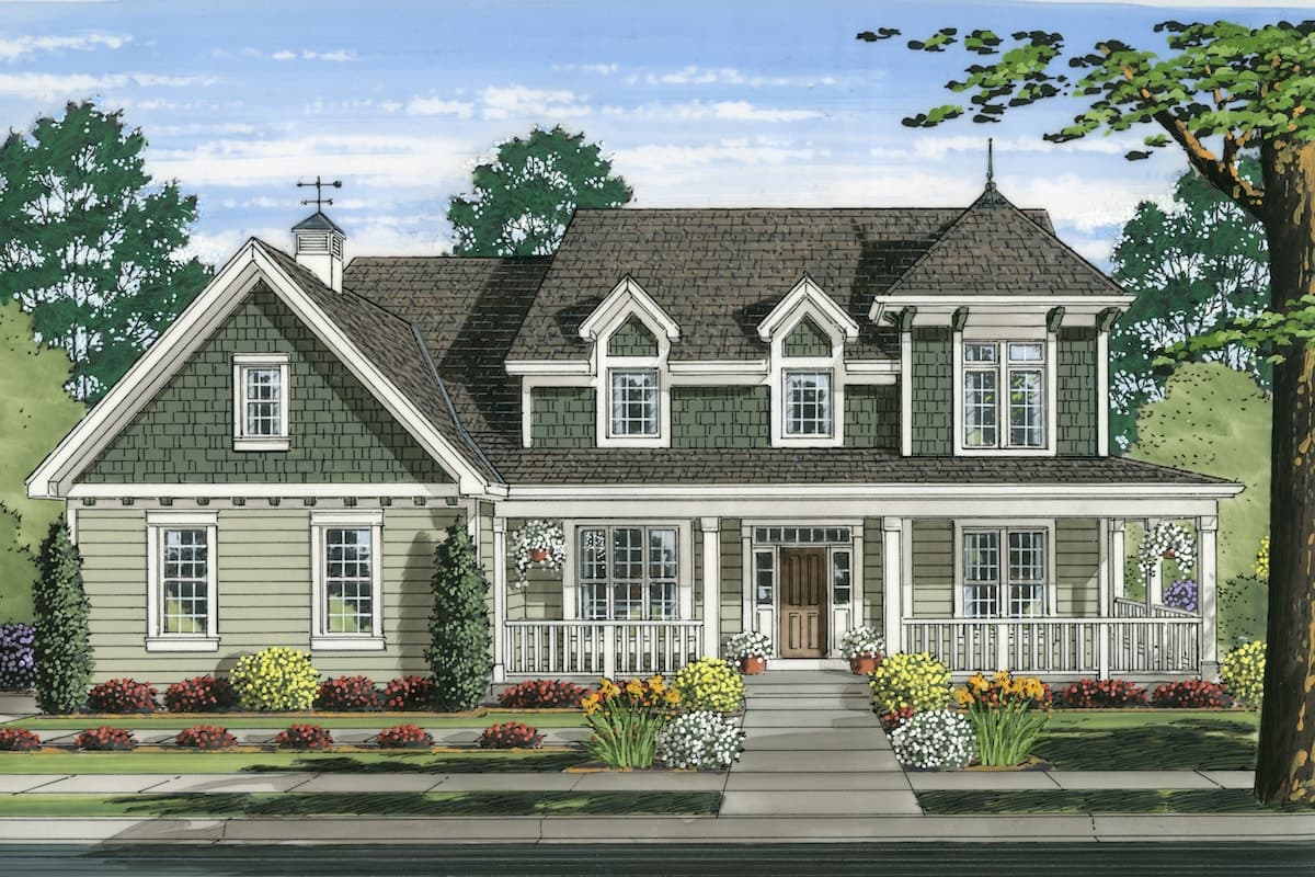 4-Bedroom, 2478 Sq Ft Country Home Plan - 169-1166 - Main Exterior