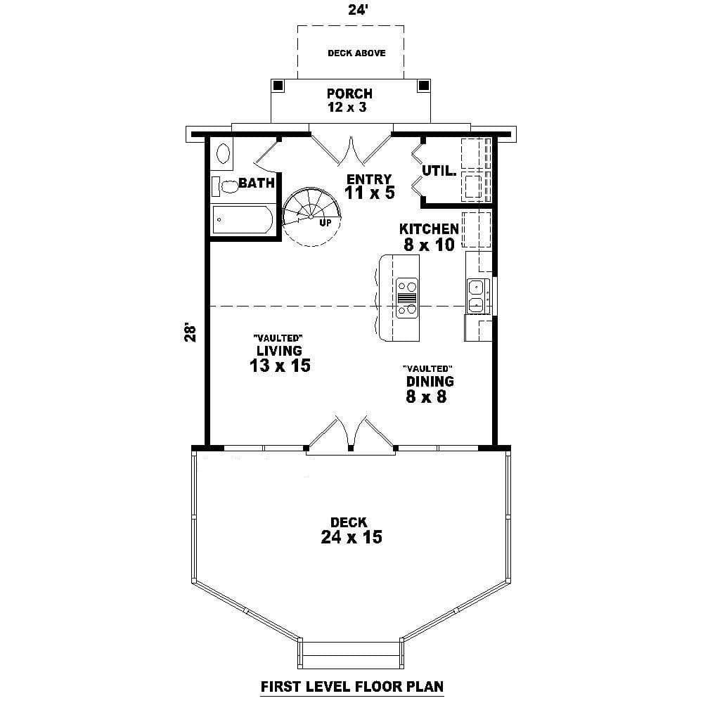 A Frame House Plan - 0 Bedrm, 1 Baths - 734 Sq Ft - #170-1100, image size:1000x1000