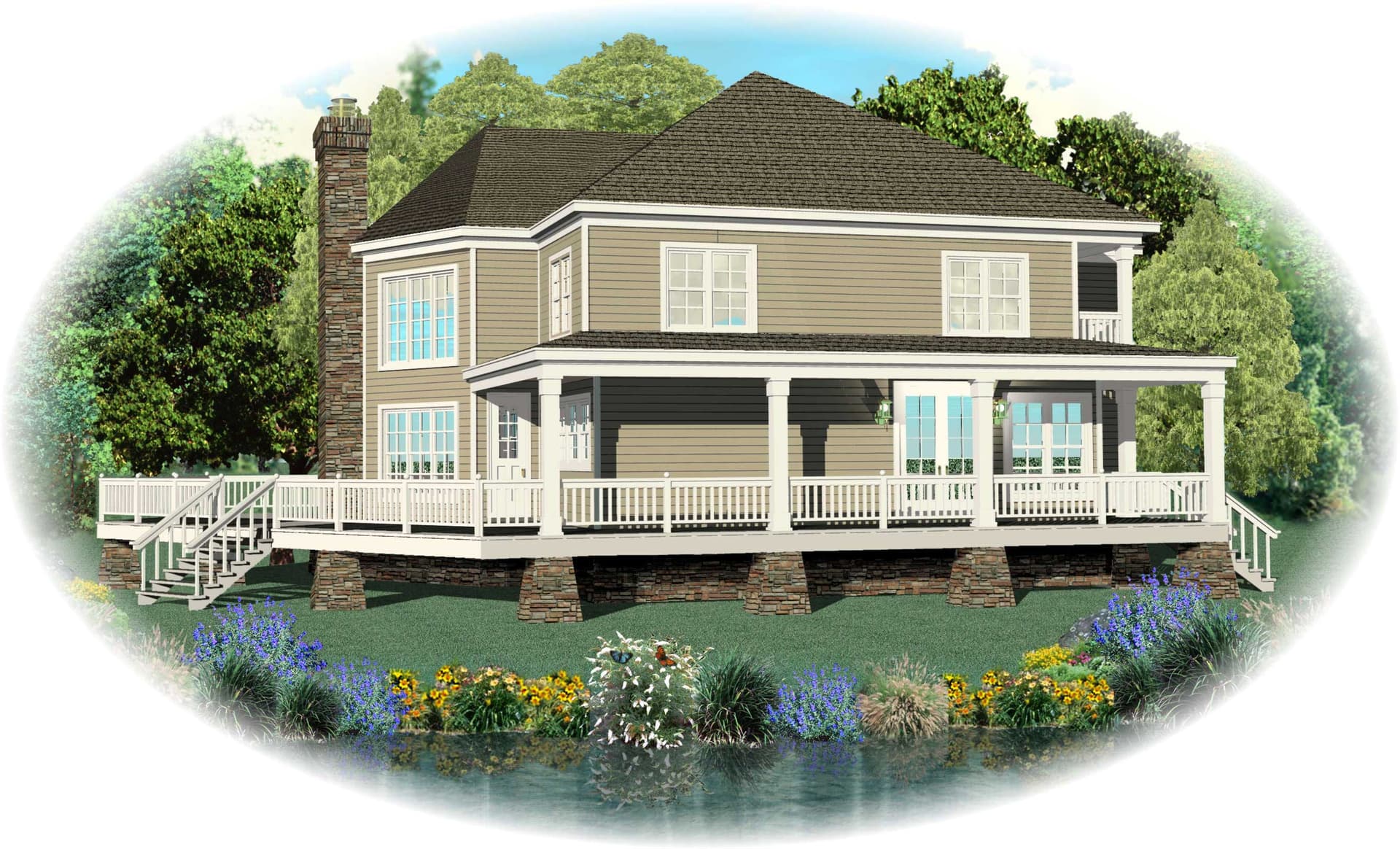 3-Bedroom, 3193 Sq Ft Country House Plan - 170-1323 - Front Exterior