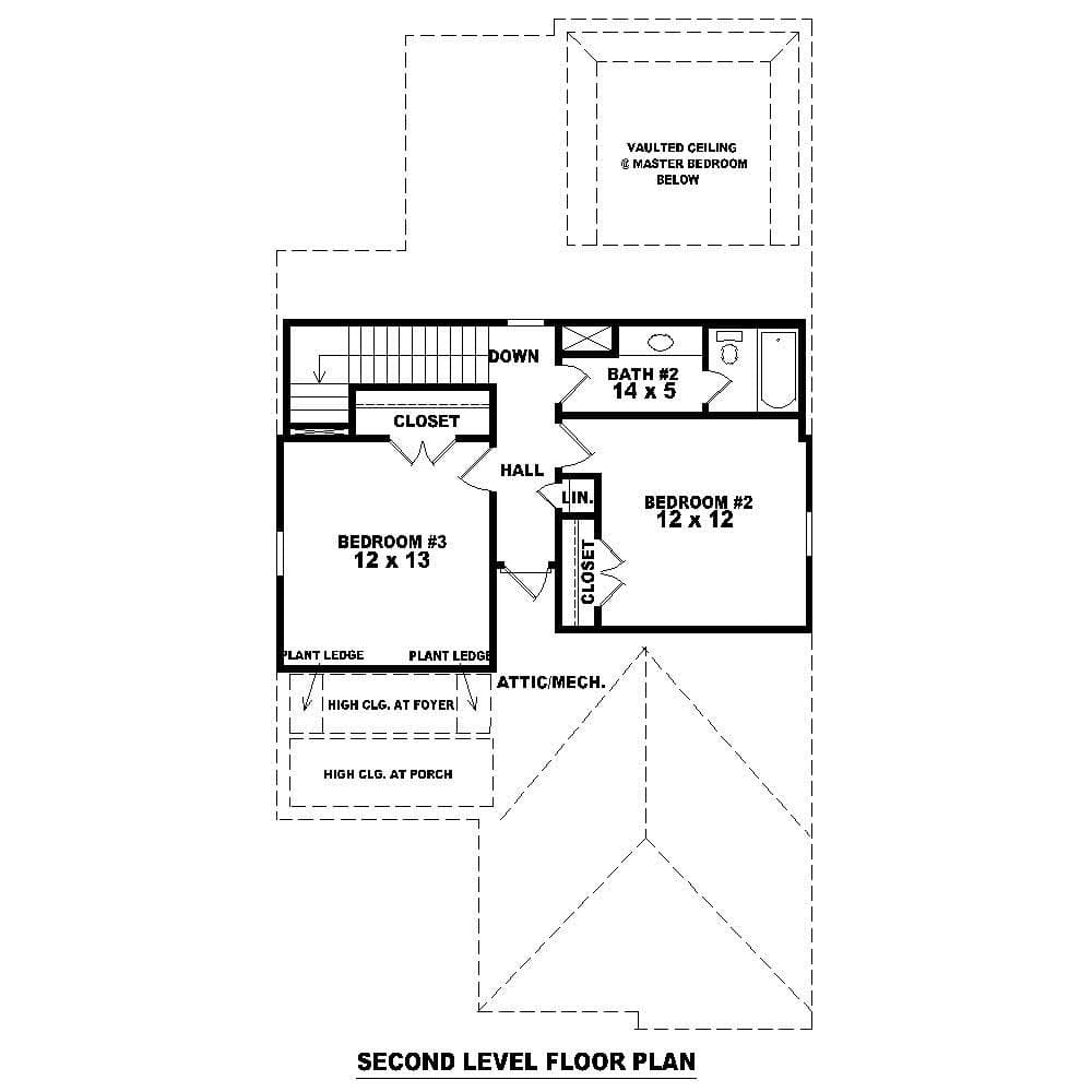 Floor Plan Second Story of Cape Cod Plan #170-1549