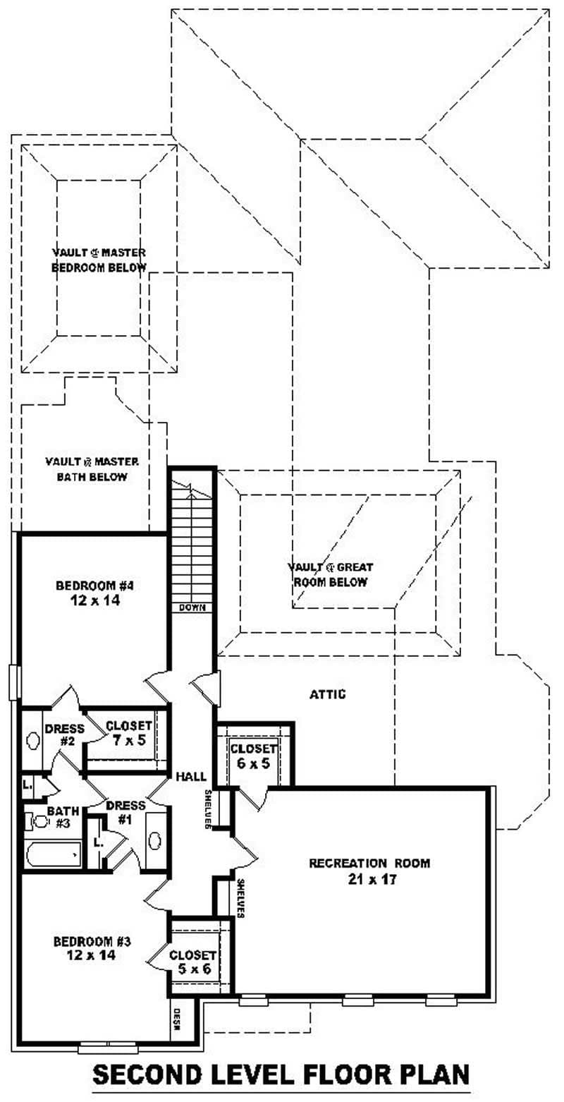 Floor Plan Second Story of French Plan #170-3224