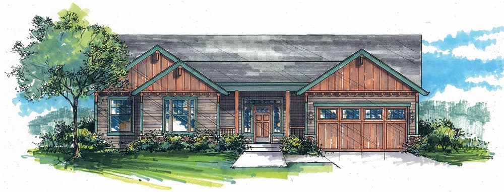 3-Bedroom, 1505 Sq Ft Craftsman House Plan - 171-1322 - Front Exterior