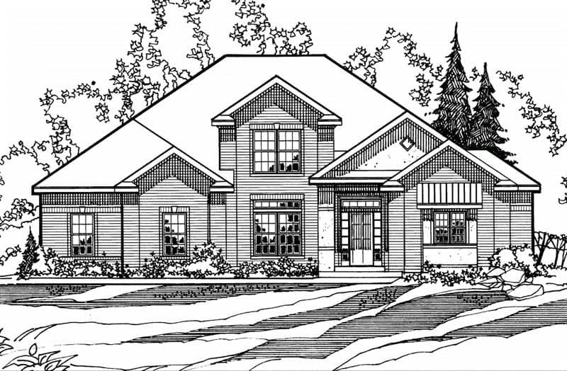 4-Bedroom, 3016 Sq Ft European House Plan - 172-1020 - Front Exterior