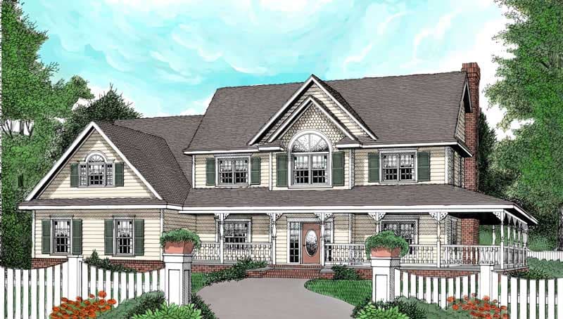 4-Bedroom, 2579 Sq Ft Country Home Plan - 173-1013 - Main Exterior
