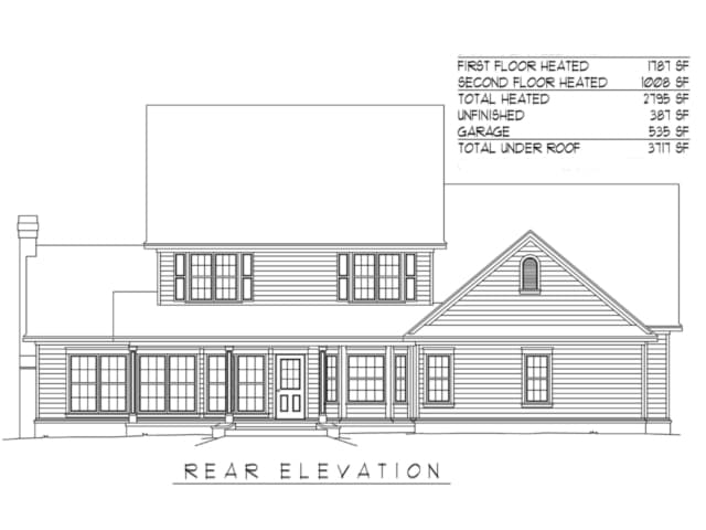 Home Plan Rear Elevation
