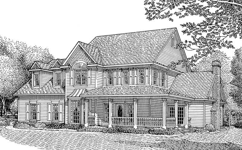 4-Bedroom, 2795 Sq Ft Country Home Plan - 173-1037 - Main Exterior