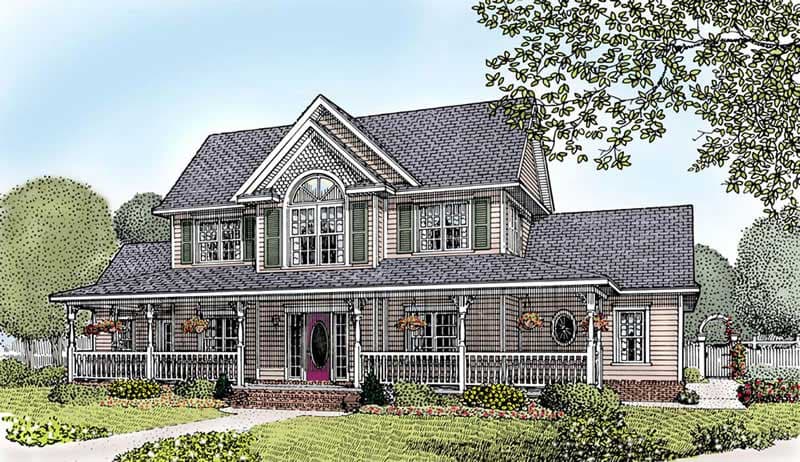4-Bedroom, 2433 Sq Ft Country House Plan - 173-1046 - Front Exterior