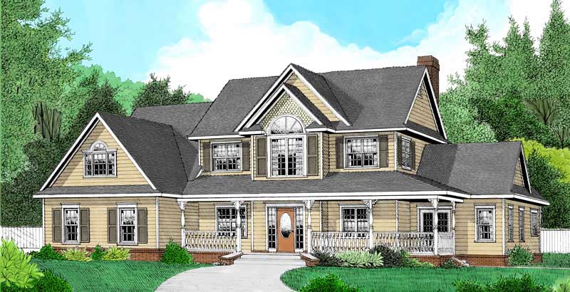 4-Bedroom, 2302 Sq Ft Country House Plan - 173-1051 - Front Exterior