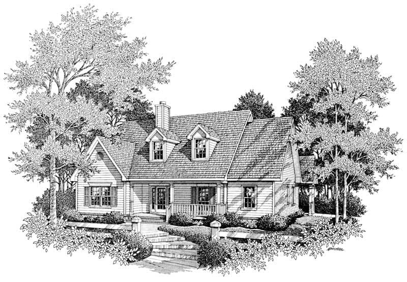 4-Bedroom, 2555 Sq Ft Cape Cod Home Plan - 174-1005 - Main Exterior