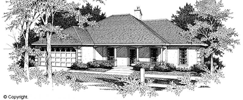 3-Bedroom, 1646 Sq Ft Country Home Plan - 174-1024 - Main Exterior
