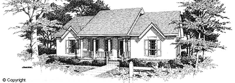 2-Bedroom, 1515 Sq Ft Country Home Plan - 174-1037 - Main Exterior