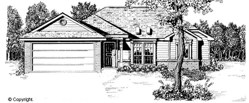 3-Bedroom, 1268 Sq Ft Ranch Home Plan - 174-1044 - Main Exterior