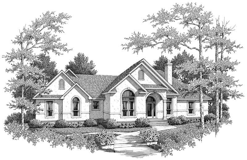 3-Bedroom, 2104 Sq Ft Mediterranean House Plan - 174-1072 - Front Exterior