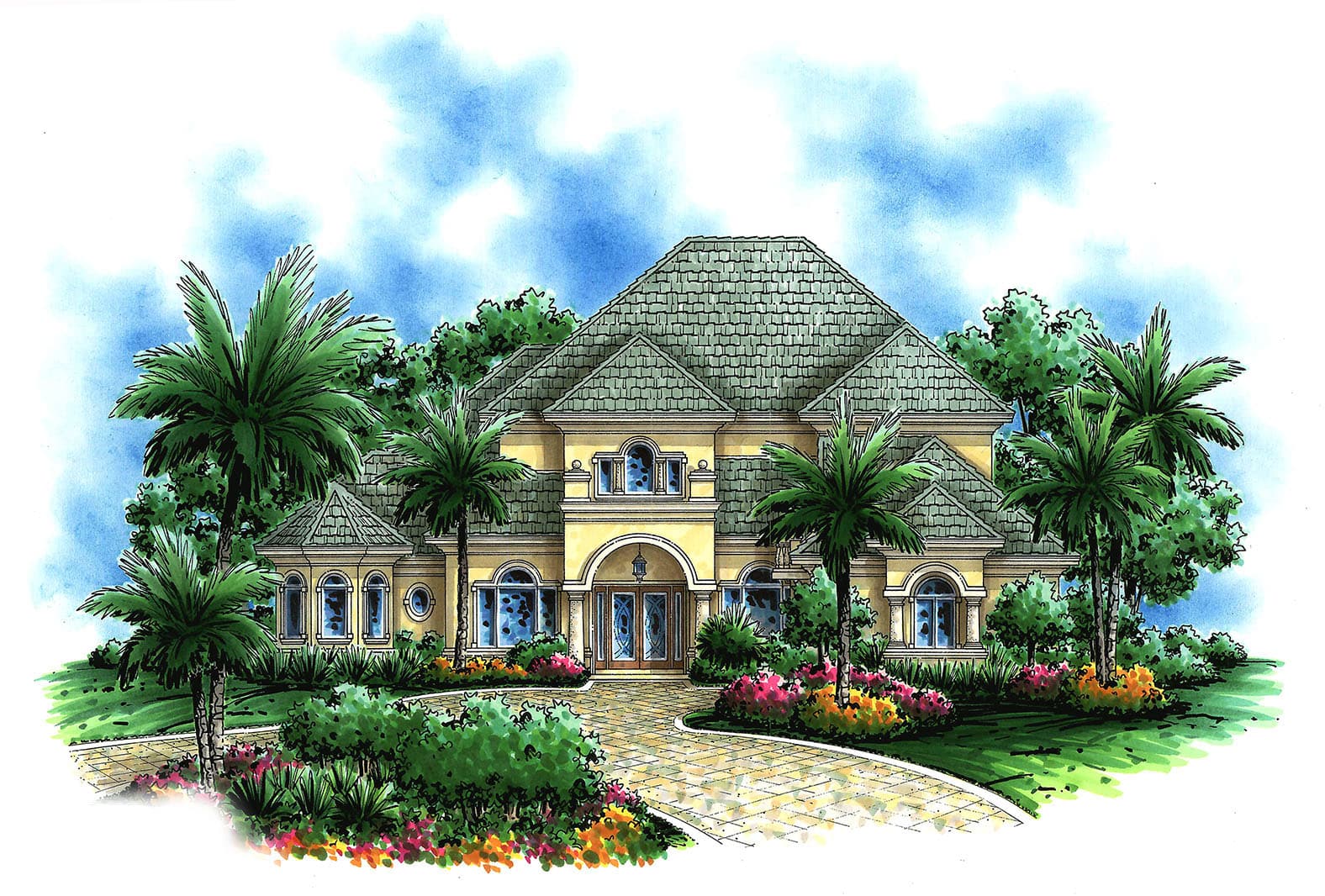 5-Bedroom, 4397 Sq Ft European House Plan - 175-1091 - Front Exterior