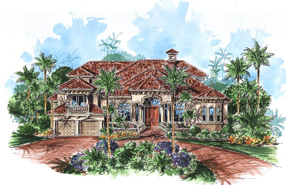 4-Bedroom, 4778 Sq Ft Mediterranean Home Plan - 175-1172 - Main Exterior