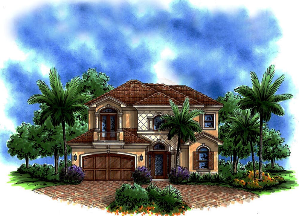 2-Bedroom, 3012 Sq Ft Mediterranean Home Plan - 175-1220 - Main Exterior