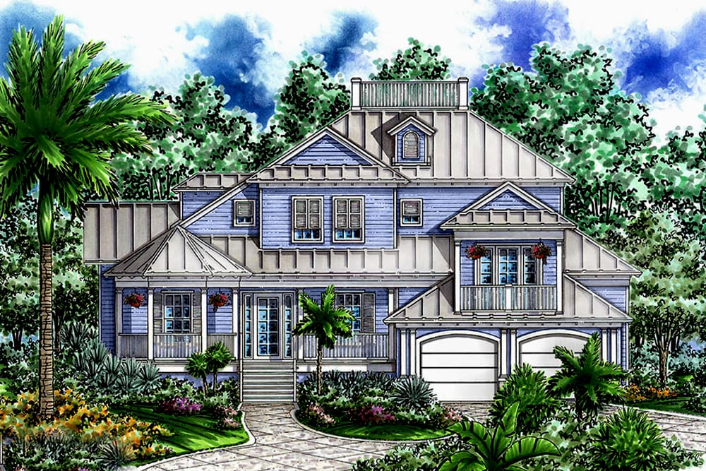 2-Bedroom, 3645 Sq Ft Coastal Home Plan - 175-1232 - Main Exterior