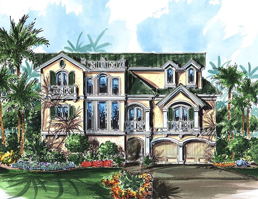 4-Bedroom, 4118 Sq Ft Coastal Home Plan - 175-1241 - Main Exterior