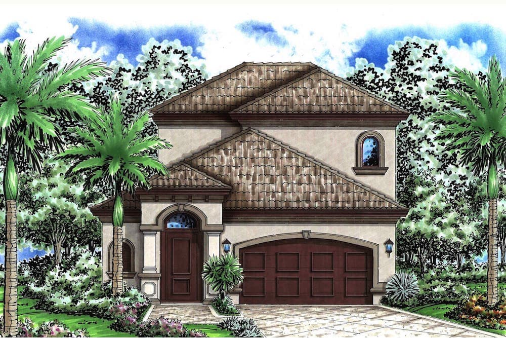 3-Bedroom, 1787 Sq Ft Mediterranean House Plan - 175-1263 - Front Exterior