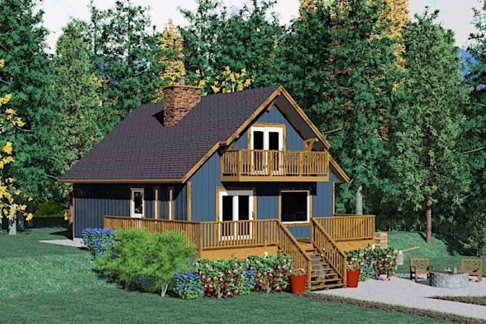 2-Bedroom, 1362 Sq Ft Log Cabin Home Plan - 177-1030 - Main Exterior