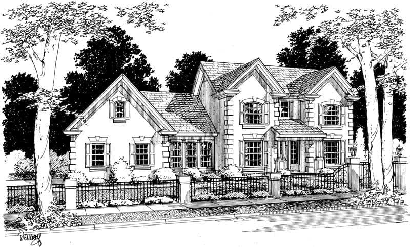 3-Bedroom, 1593 Sq Ft European Home Plan - 178-1068 - Main Exterior