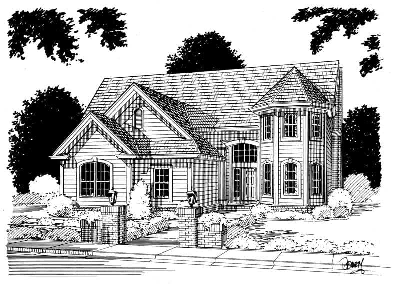 4-Bedroom, 2058 Sq Ft European Home Plan - 178-1117 - Main Exterior