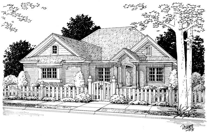 3-Bedroom, 1447 Sq Ft Small House Plans - 178-1136 - Front Exterior