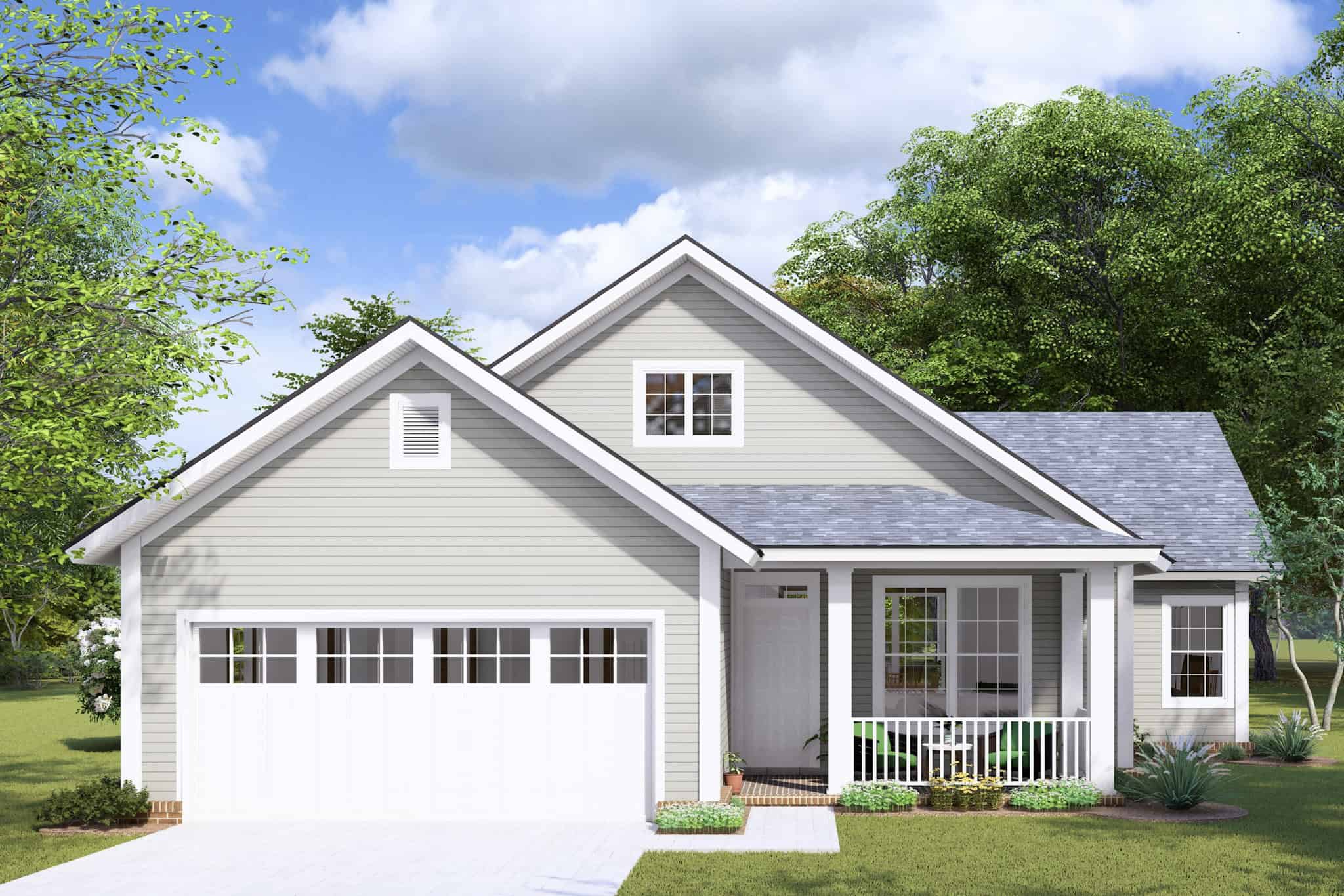 3-Bedroom, 1339 Sq Ft Craftsman Home Plan - 178-1282 - Main Exterior