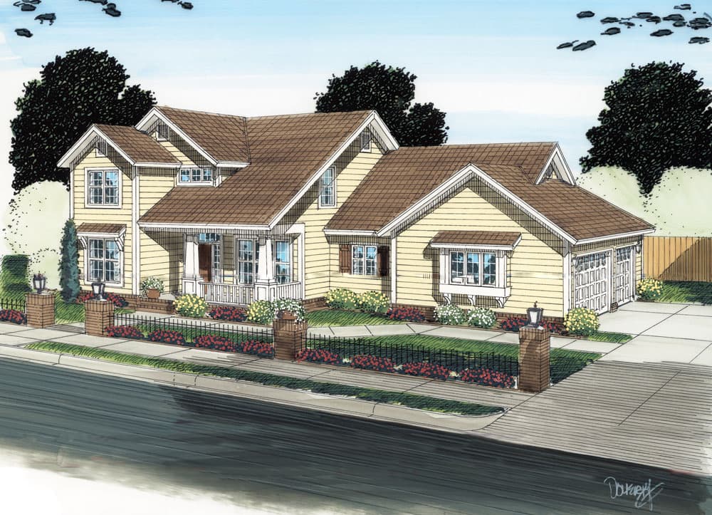 4-Bedroom, 2291 Sq Ft Traditional Home Plan - 178-1290 - Main Exterior