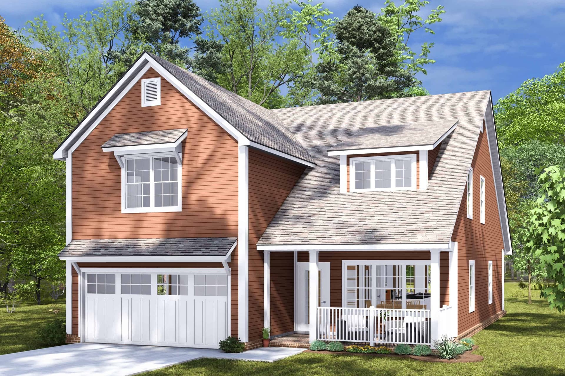 4-Bedroom, 2400 Sq Ft Cottage Home Plan - 178-1456 - Main Exterior
