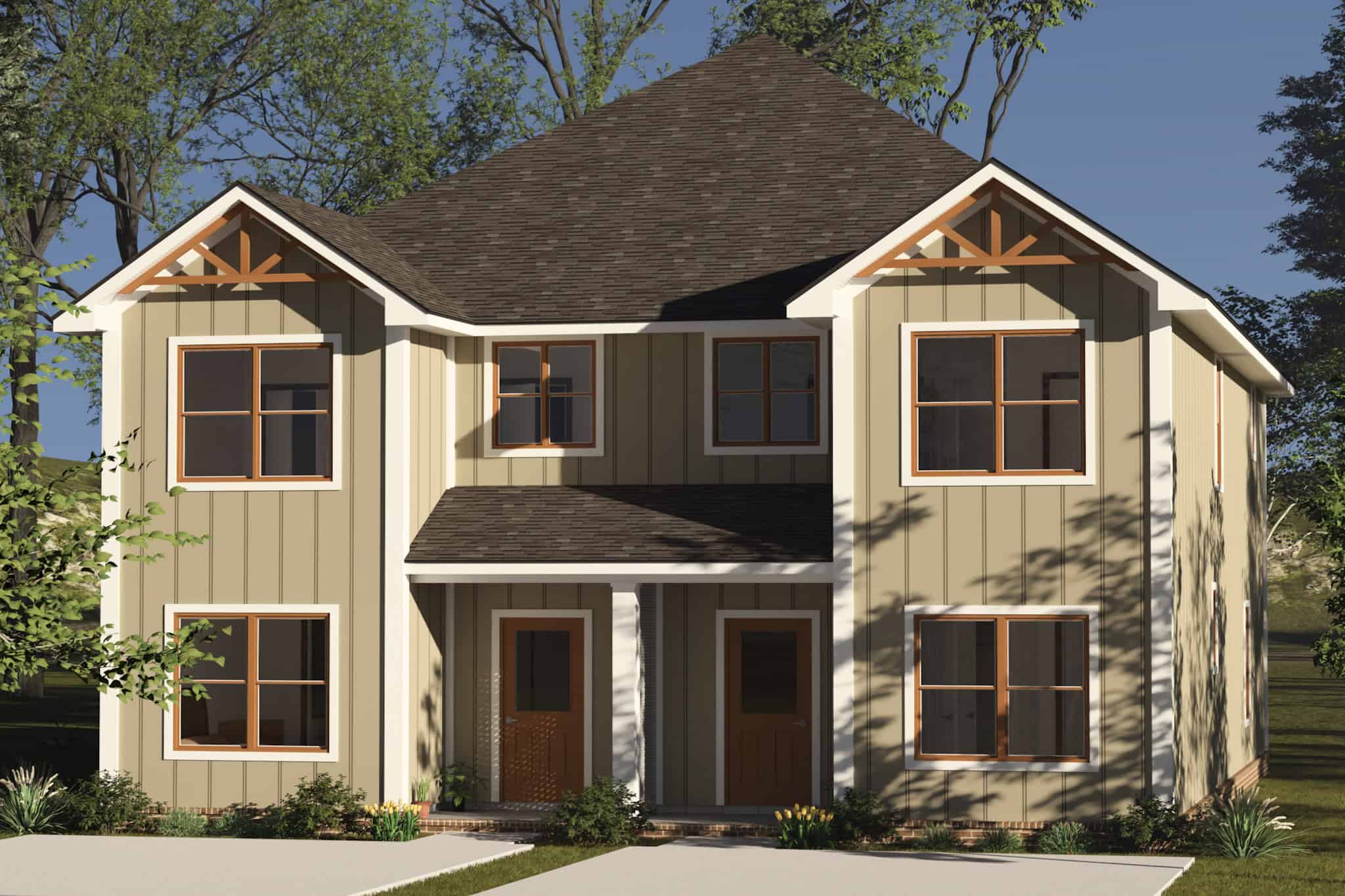 8-Bedroom, 3624 Sq Ft Rustic Duplex Plan #178-1509 - Main Exterior