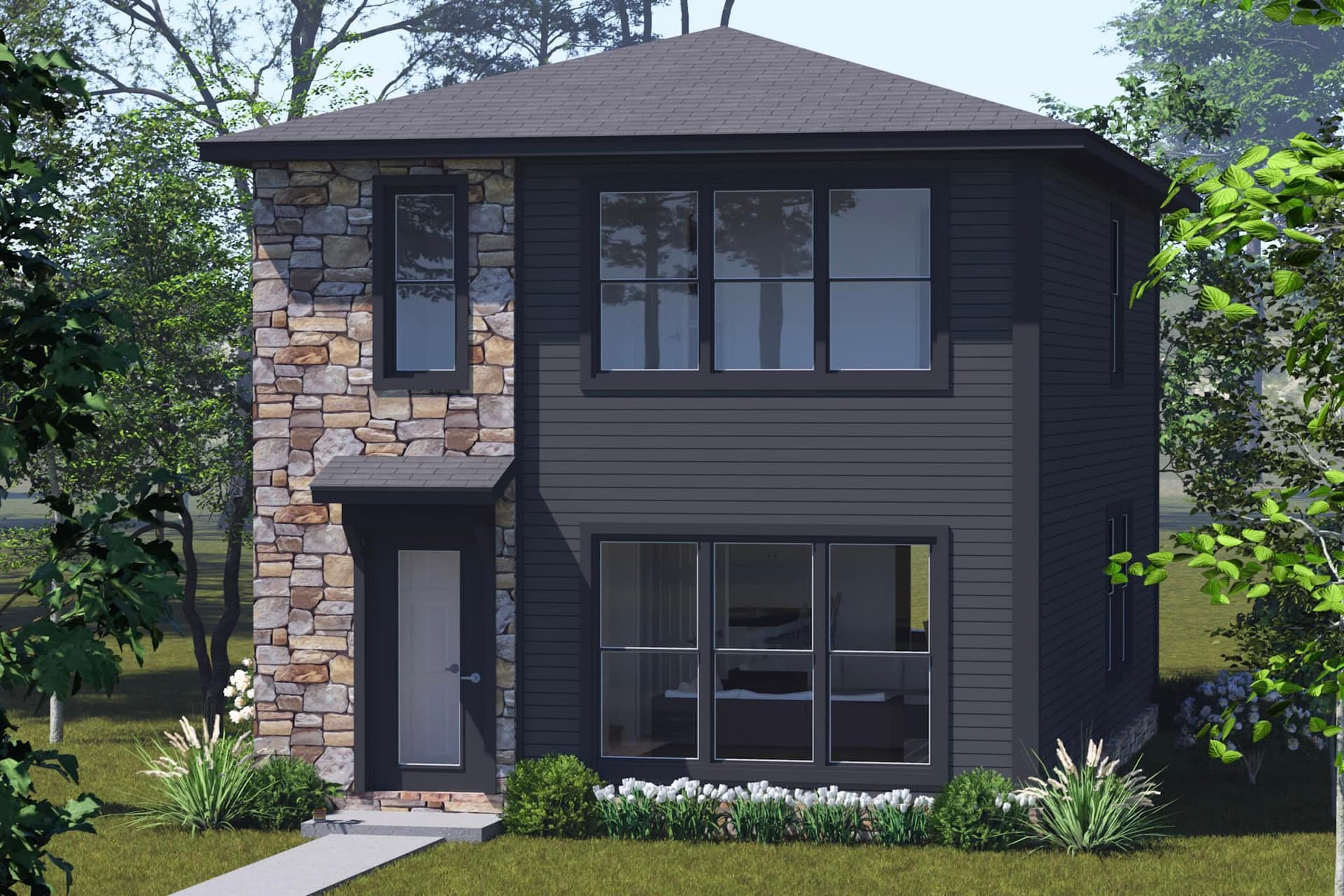 Front elevation of Contemporary home (ThePlanCollection: House Plan #178-1542)