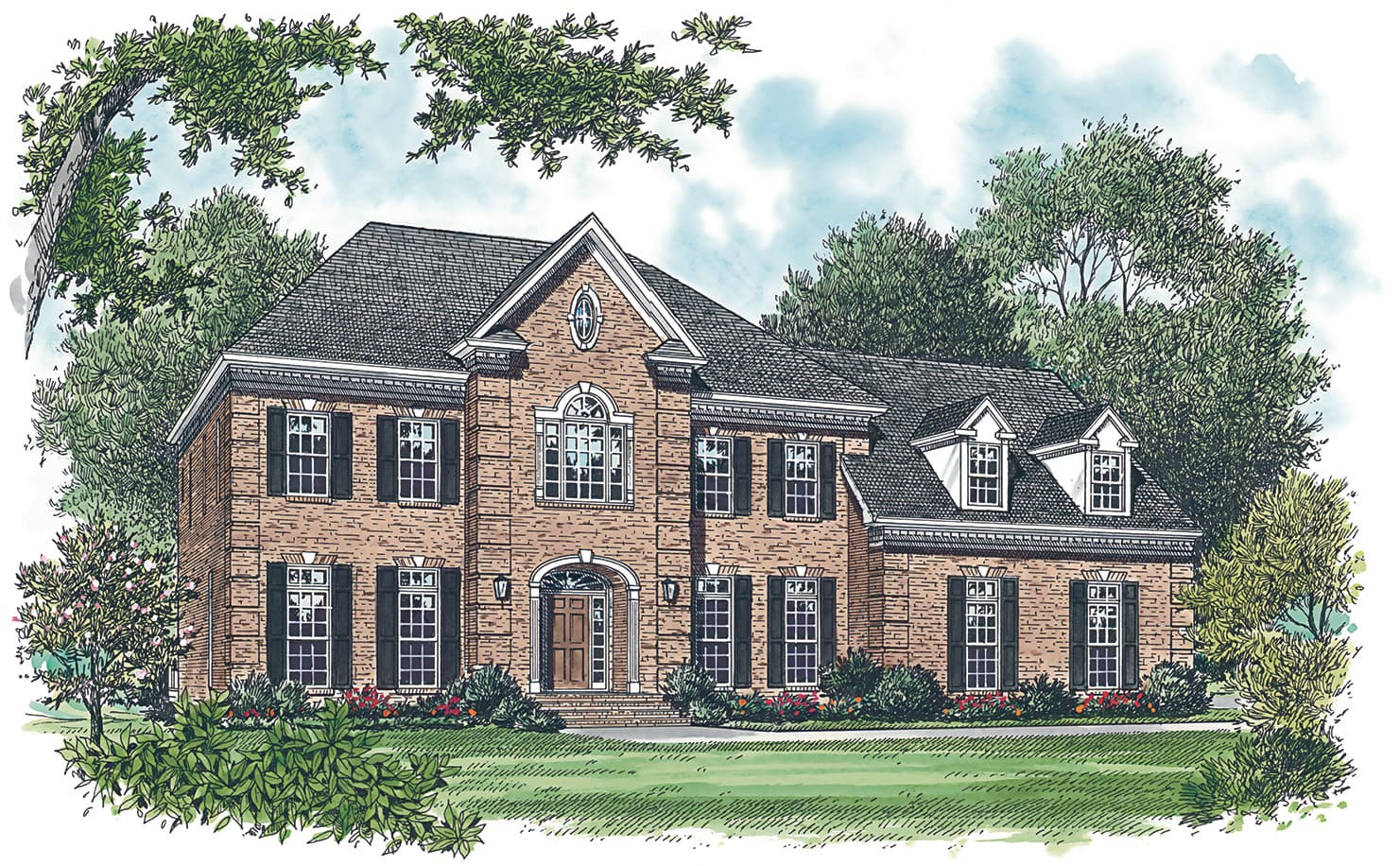 4-Bedroom, 3256 Sq Ft Georgian Home Plan - 180-1017 - Main Exterior