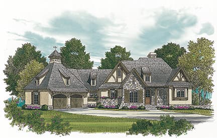3-Bedroom, 2545 Sq Ft European House Plan - 180-1038 - Front Exterior