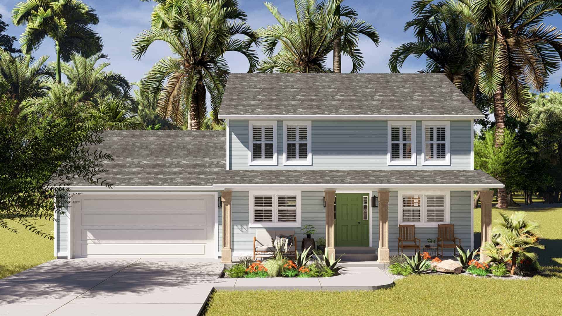 Front elevation of Country home (ThePlanCollection: House Plan #187-1181)